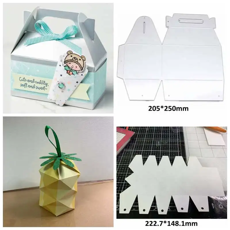 3D Large 205mm Pineapple Gift Box Metal Cutting Dies Scrapbooking Template Card Album Embossing Crafts New Dies 2019