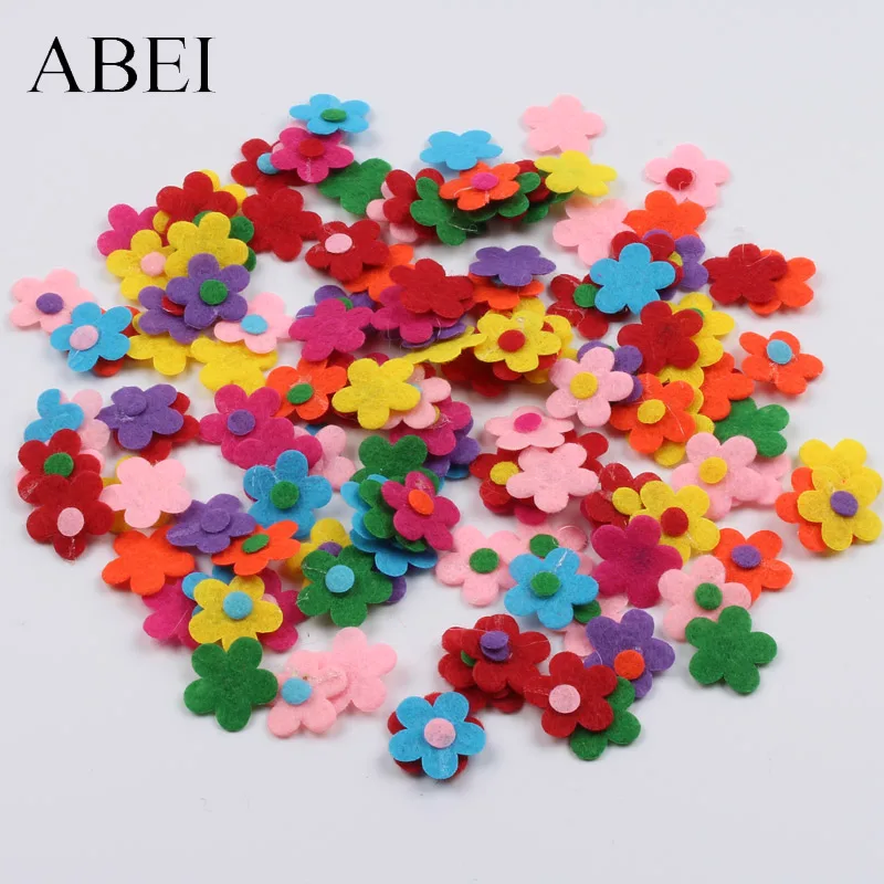 100pcs 15mm mini Flower pads felt patch pad mix colors DIY Ornaments Crafts Scrapbooking Wedding Candy Box Cards Making Decors