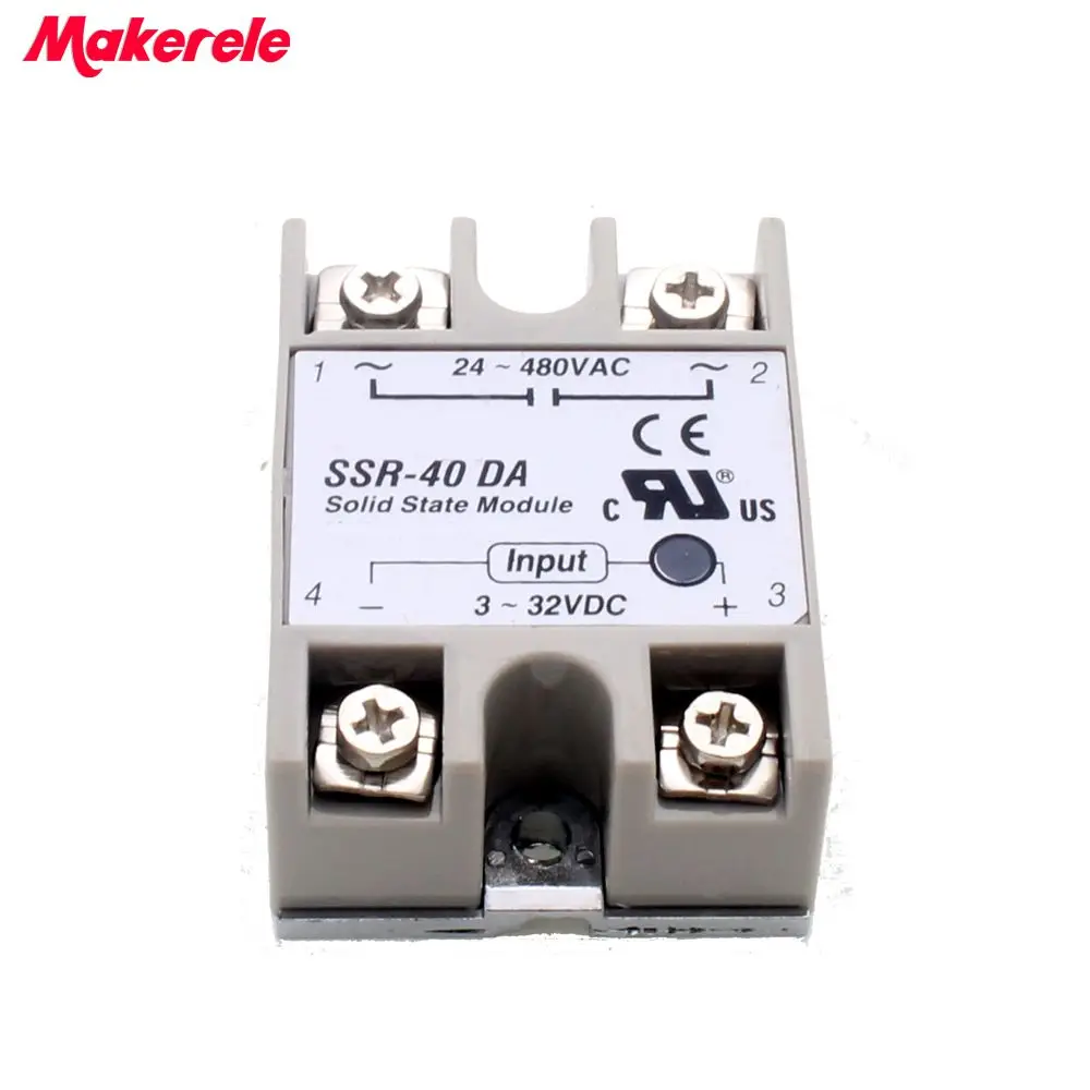 24V-380V 40A 250V SSR-40DA Solid State Relay Module 3-32V DC To AC SSR-40 DA SSR 40A Makerele