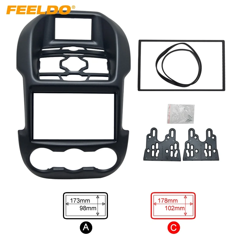 

FEELDO Car 2DIN Refitting Audio DVD Panel Frame Panel Radio Fascia Frame Kit Face Plate for Ford Ranger (Luxury type) #2836