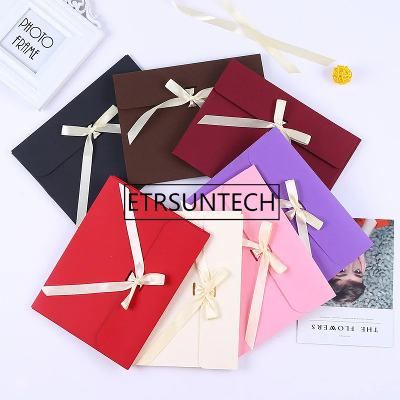 

200pcs 24*18*1cm bow Envelope Kraft paper pocket bag Kerchief Handkerchief Silk scarf packing boxes Envelope box 7 colors