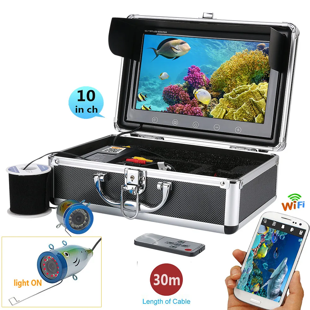 

MAOTEWANG-Wireless Underwater Fishing HD Camera, 10 "TFT 720P, 150 Degree Video Recording for IOS and Android APP, Wifi, 50m