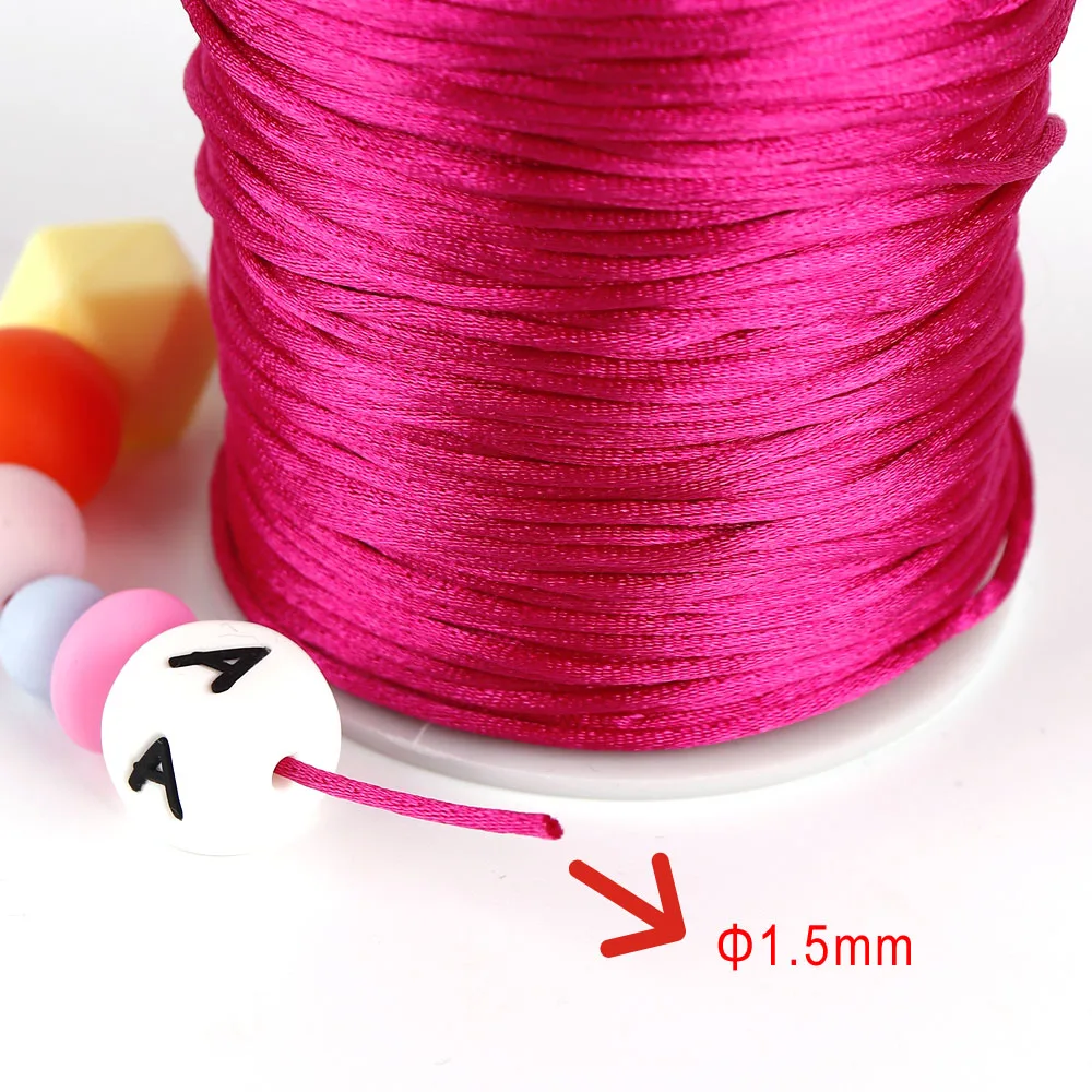 TYRY.HU Colorful 80 Meters Satin Silk Rope Nylon Cord For Baby Teether Accessories Teething Necklace Rattail Cord DIY Tool 1.5mm