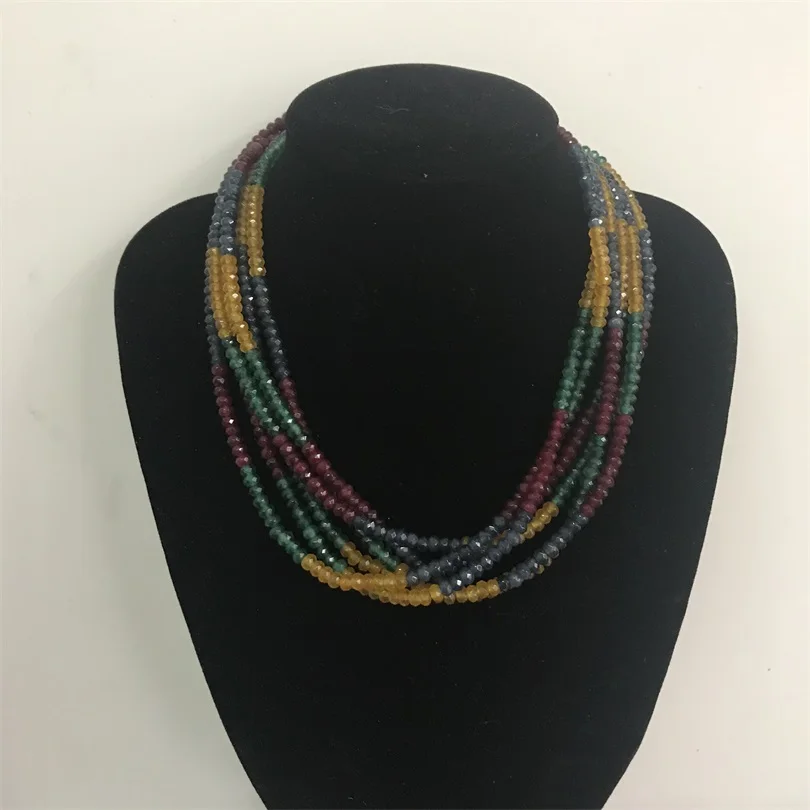 Colorful Multiple Stone Necklace Multilayer Fantastic Natural Jewelry Luxury 6 Strands