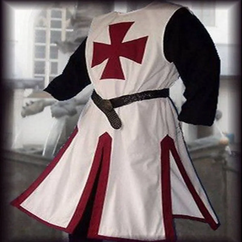 Medieval Warriors Knight Templar Crusader Costume For Adult Men Gown Shirt Top Cross Tabard Surcoat Tunic Clothes 3XL 4XL 5XL