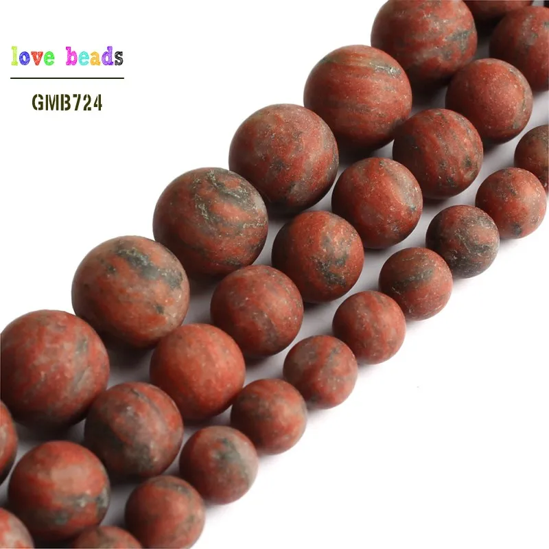 Natural Matte Red Jaspers Round Loose Stone Beads for Jewelry Making DIY Bracelet 15inches 6mm 8mm 10mm