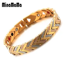 Gold Color Stainless Steel Germanium Magnetic Bracelets for Women Health Care Bio Energy Bracelet Jewelry