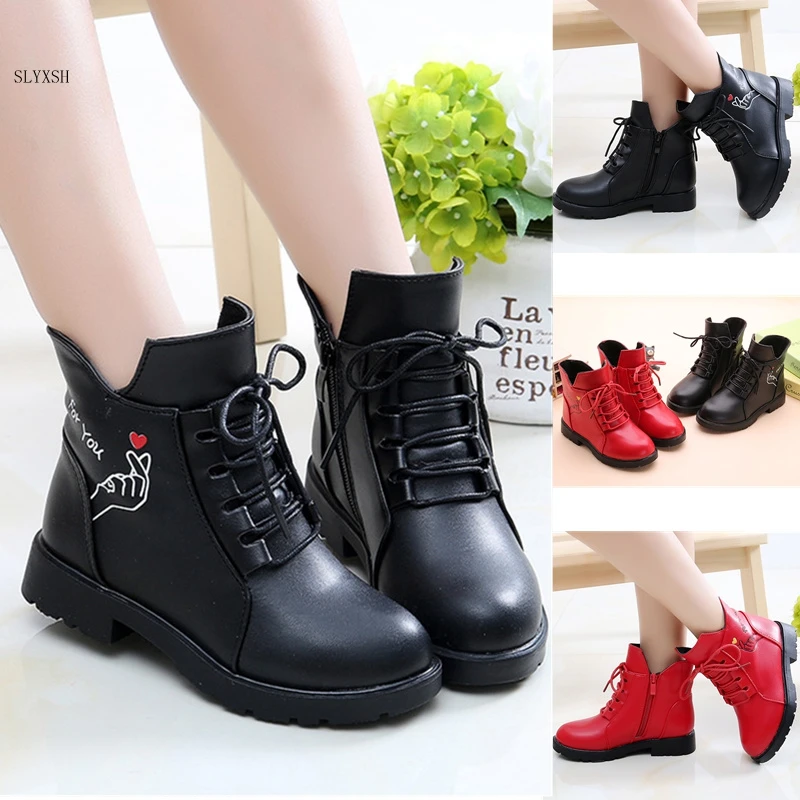 

Children's shoes girls short boots autumn and winter 2024 new boots children's plus velvet non-slip cotton boots