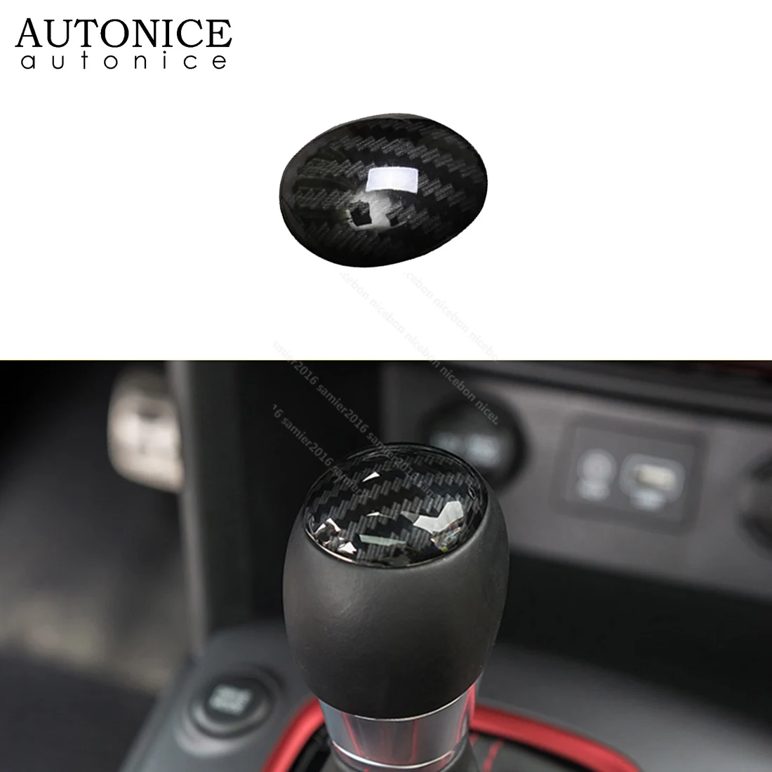 Carbon Fiber Color Gear Shift Knob Cover For Hyundai Kona 2018-2019 AT ENCINO