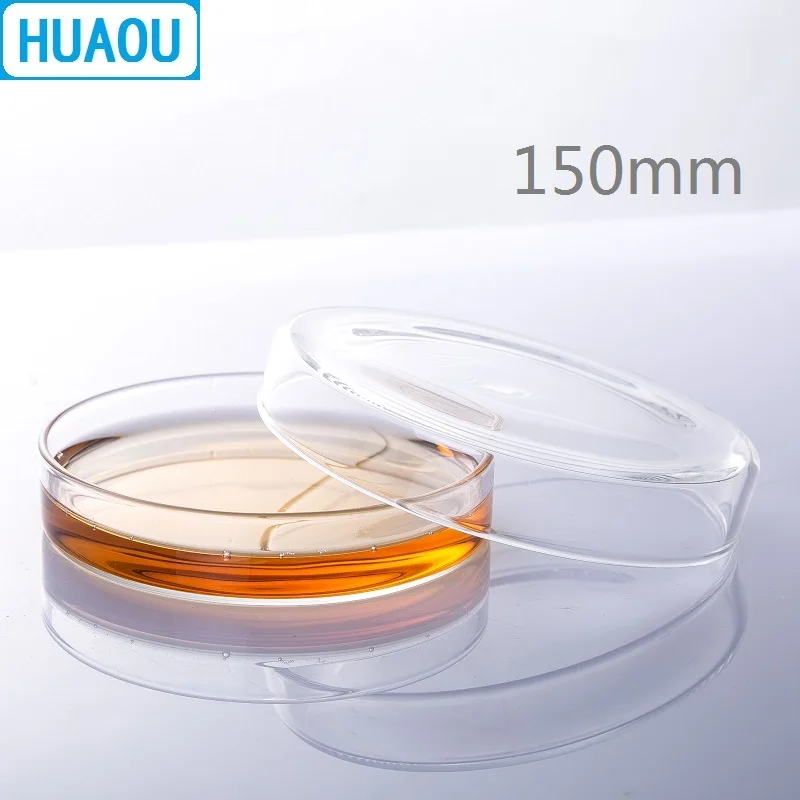 HUAOU 150mm Petri Bacterial Culture Dish Borosilicate 3.3 Glass Laboratory Chemistry Equipment