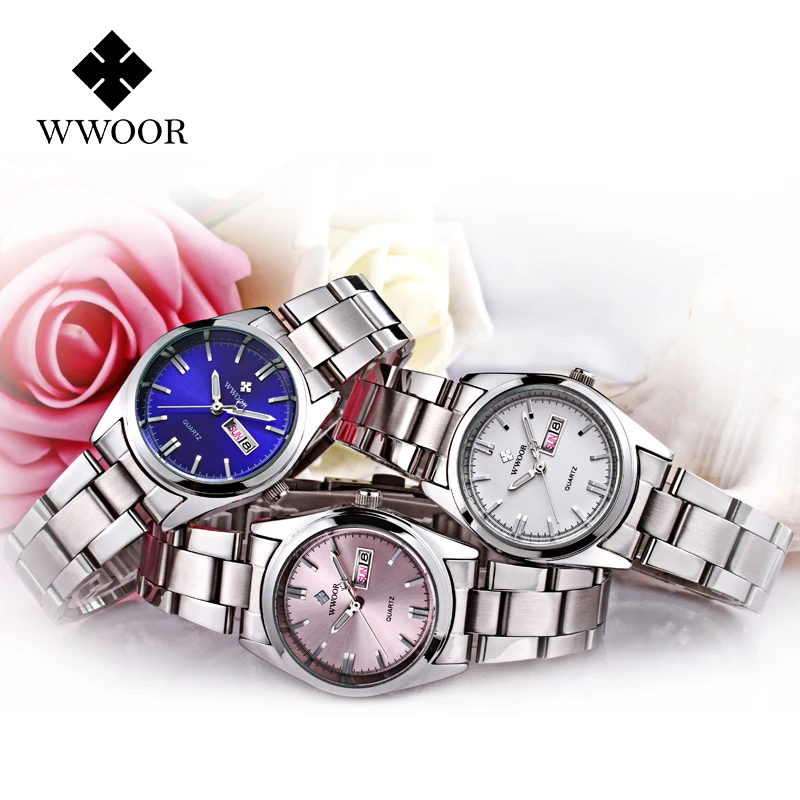 WWOOR New Watch Women Fashion Dress Quartz Watches Lady Stainless Steel Waterproof WristWatch Simple Girl Clock Relogio Feminino