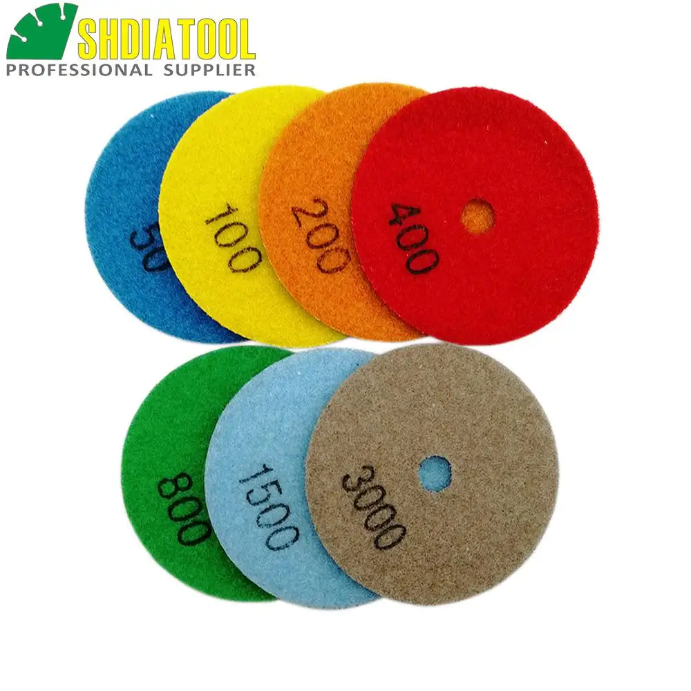 SHDIATOOL 7pcs/set 80mm Diamond Flexible Dry Polishing Pad For Granite & Marble Dia 3