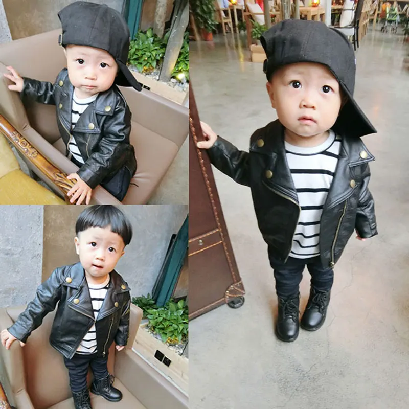 Hot sale Spring autumn boys baby clothes outfit pu leather jacket outerwear for baby boys clothing short leather jacket coats
