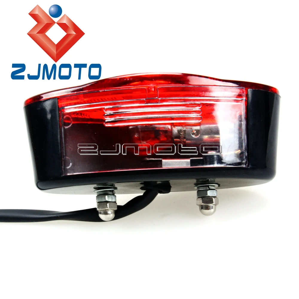 Red Lens Universal Cat Eye Custom Motorcycle Brake Stop Tail License Running Bulb Light For Bobber Chopper Cafe Racer Rear Light