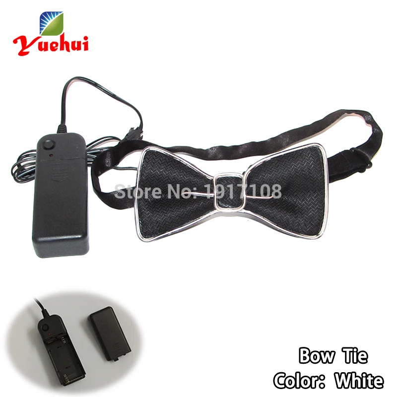 2021Ten Color Choice Blinking Flexible EL wire bow tie Flashing LED Bow tie Powered by AA battery For Festival Party Decoration