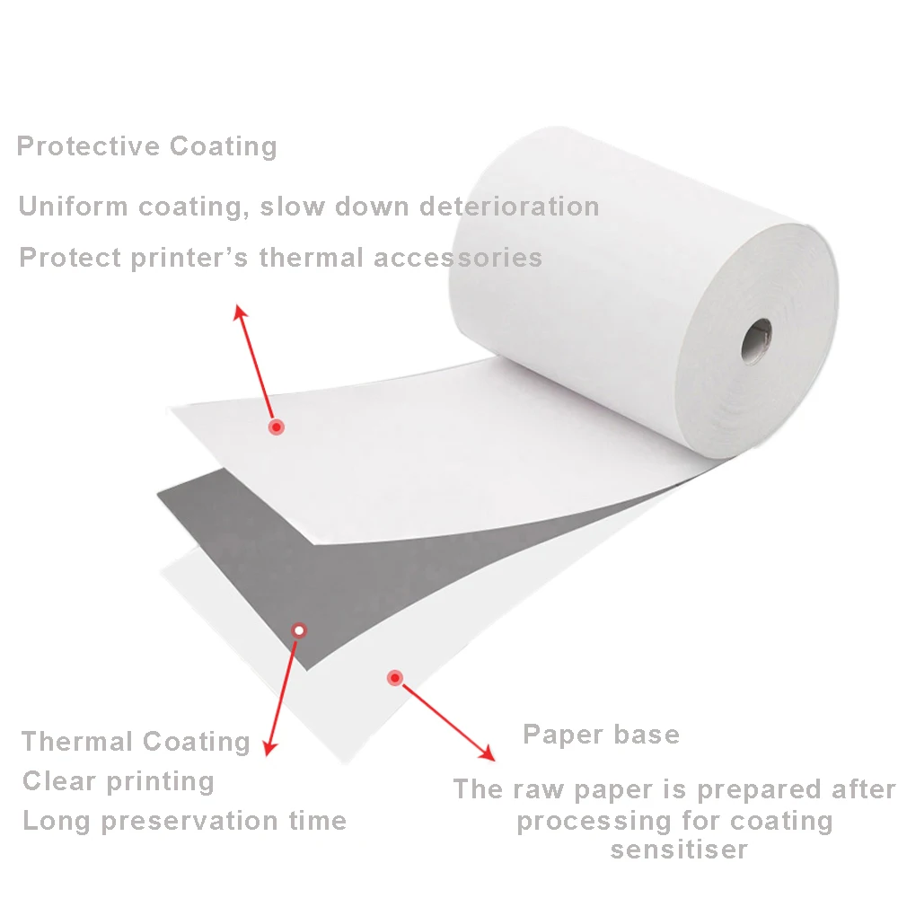 58-112mm Thermal Receipt Paper Rolls Photo paper Portable Printer Paper Cash Register Receipt paper  (10 rolls per Case)