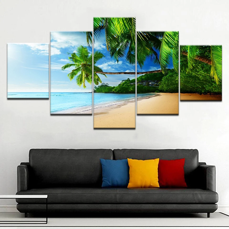 

The scenery on the beach 5 Panel/piece HD Print modern wall posters Canvas Art Painting For home living room decoration