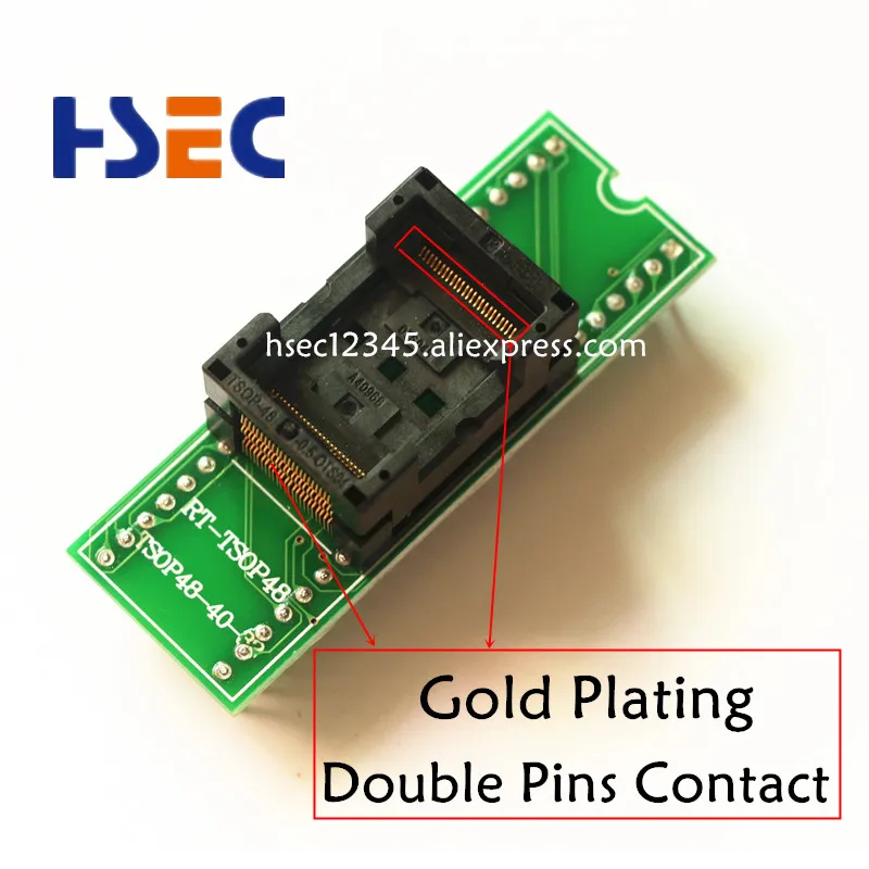 Gold Plating Double contact Origina new TSOP48 to DIP48 adapter TSOP48 socket for RT809F RT809H  & XELTEK USB Programmer