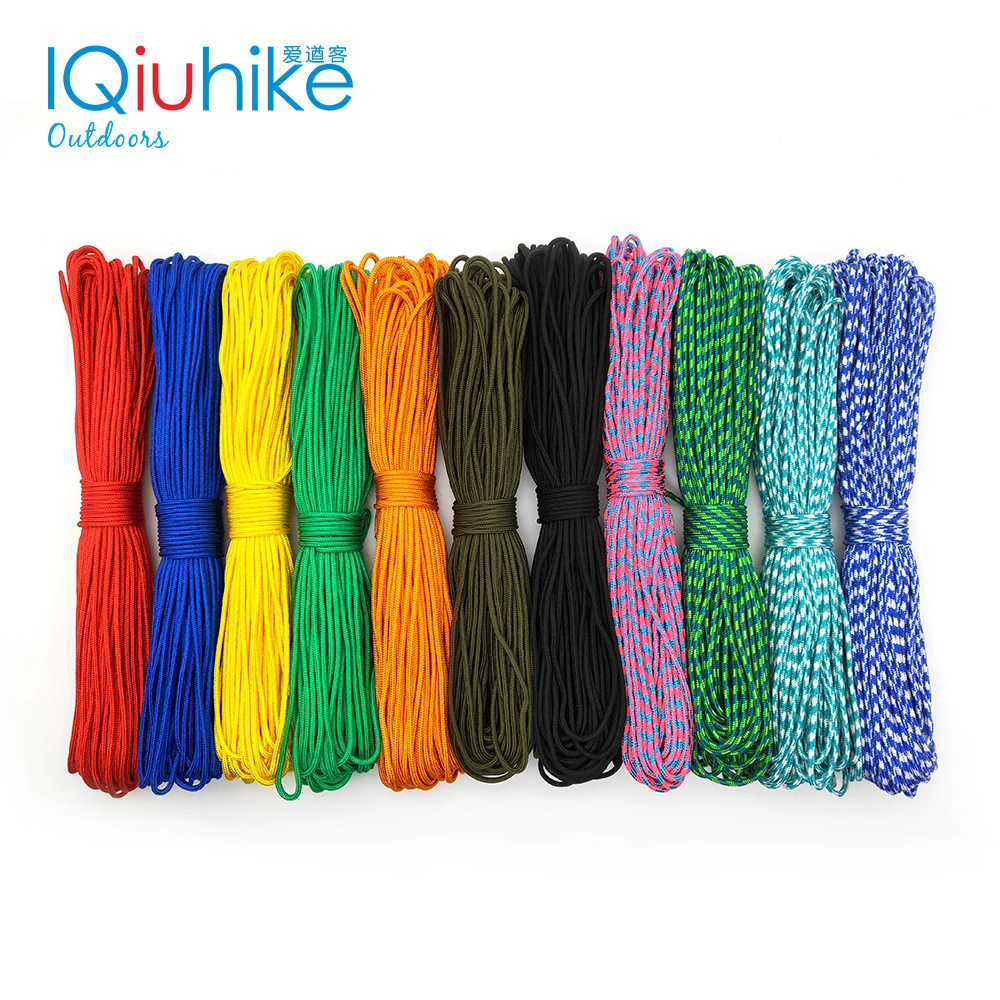 IQiuhike 100 kolory Paracord 2mm 100 stóp, 50 stóp, 25 stóp jeden stojak rdzenie Paracord linka Paracorde do sprzedaży hurtowej biżuterii