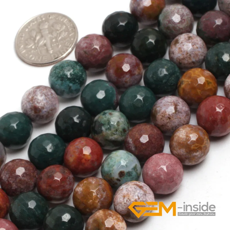 round faceted ocean jaspers (agat) beads natural stone beads loose beads for jewelry makingstrand 15 inches (38 cm) wholesale !