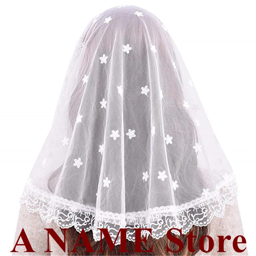 ISHSY Women Short Black Mantilla Veil for Church Vintage Catholic Veil Head Covering Scarf Latin Mass Velo Negra Voile Mantille