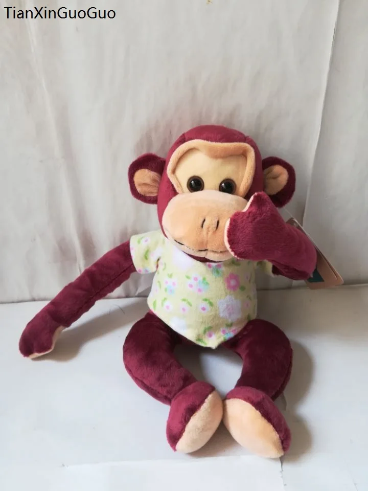 

about 24cm cartoon monkey plush toy dressed cloth monkey doll soft toy Christmas gift s2213