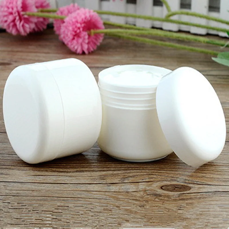 30pcs/lot 100g White Cream Jar Cosmetic Empty Jar Pot Makeup Face Cream Container Bottle  Plastic Sample Makeup Sub-bottling