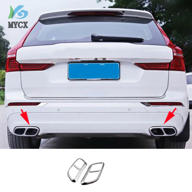

For Volvo XC60 XC 60 2018 Car Tail End Pipe Exhaust Muffler Tip Cover Trim Car Styling Decoration Stainless steel