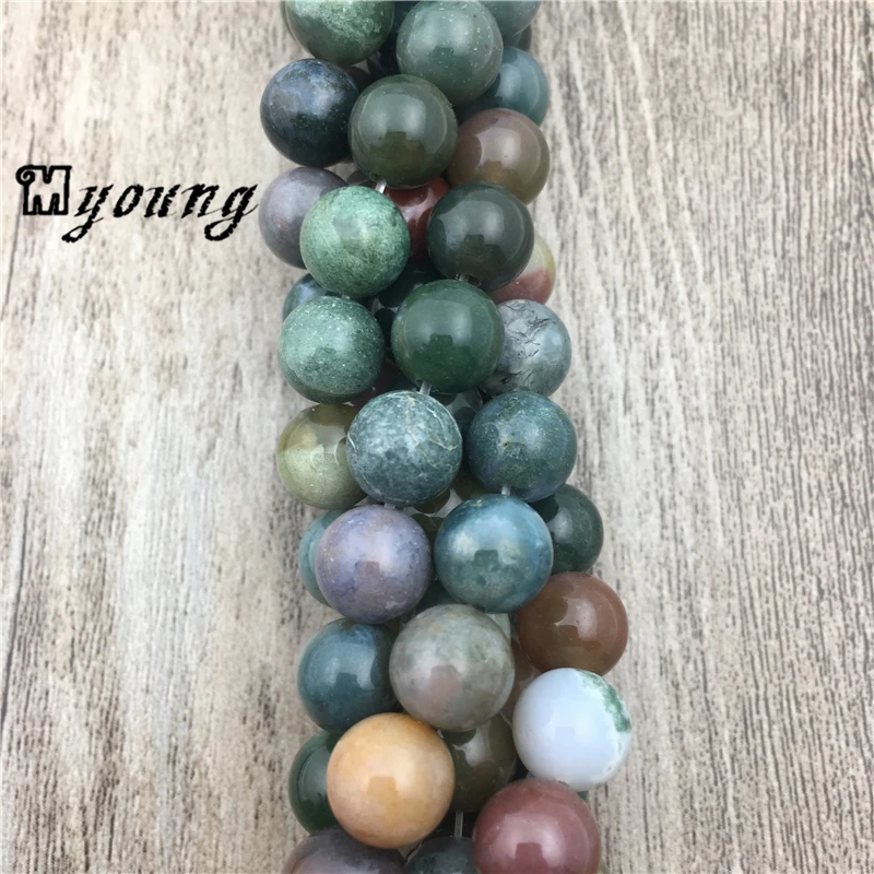 5Strands Round Smooth Natural Stone India Agates Beads for Jewelry Making MY0204