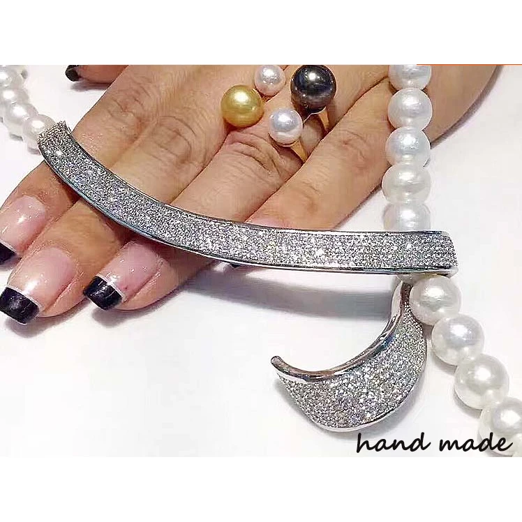 Supplies For Jewelry Wholesale Luxury AAA Zircon Rhinestone Long Pendant Connectors DIY Pearl Necklaces Jewelry Components