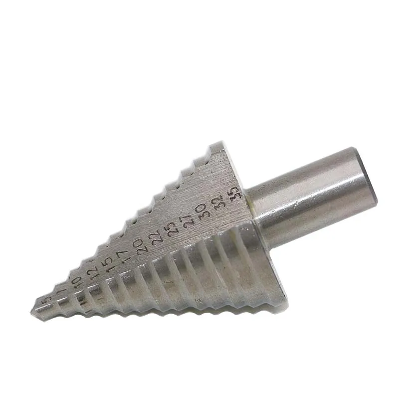 13 Step Cone Drill Bits Hole Cutter Bit Set 5-35 mm Fluted Edges HSS Step Drill Bit Reamer Triangle Shank Wood Metal Drilling