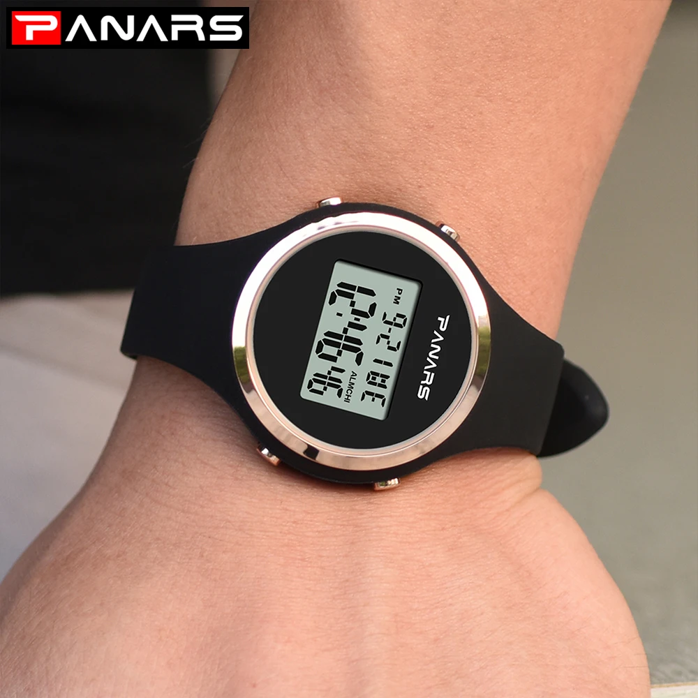 PANARS Women Men\'s Luminous Watches Electronic Digital Waterproof Watch Fashion Simple Silicon Belt Students Kids Watch 8122