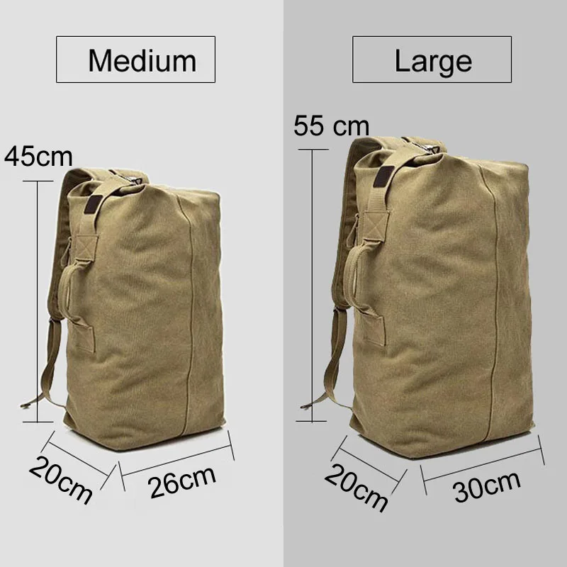 Men\'s Canvas Backpacks Multi-purpose Bucket Mountaineering Travel Bag Large Shoulder Bags Men Army Trip Foldable Hand Bag XA1934