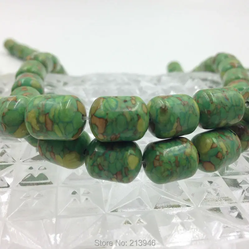 10*12MM 62PCS/Pack Green Cylindrical Natural Stone Semi-precious Jewelry Beads