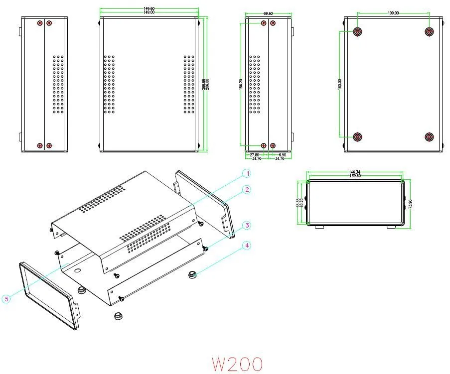 200*150*70mm Iron box for electronic project housing diy wire connection case electrical power amplifier shell PCB board case