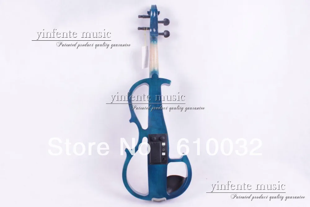 New dark blue 4 string 16'' Electric Viola Silent Solid Wood Body Powerful Sound Case Bow