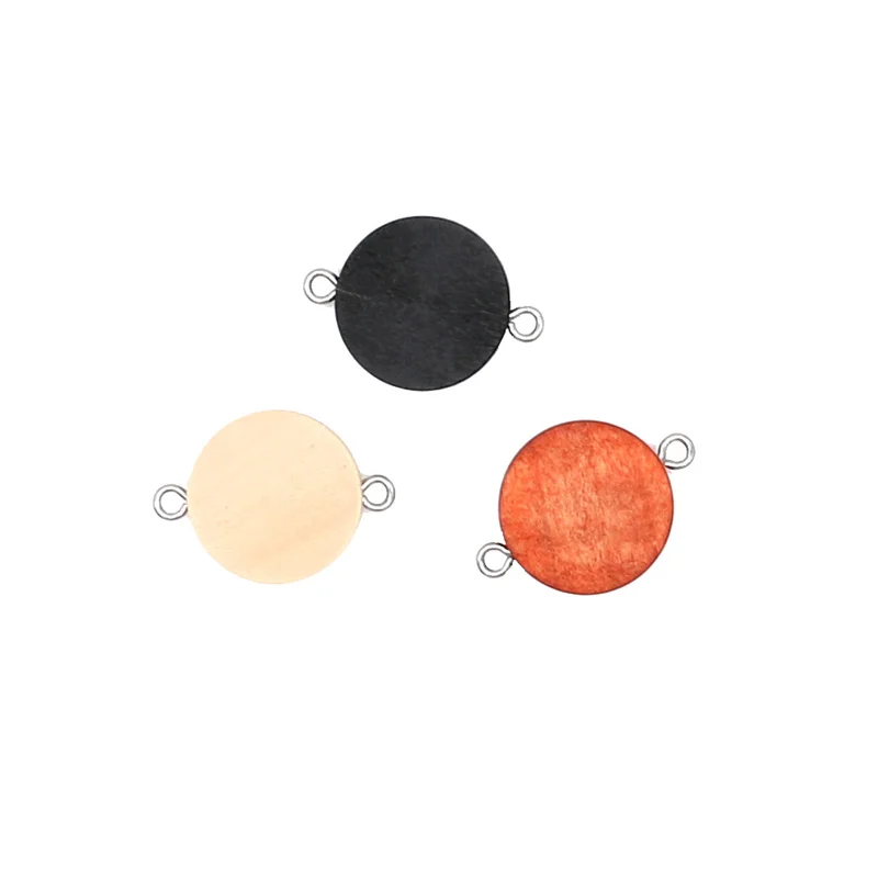 Aiovlo 20pcs/lot Fit 12mm Wooden Two Holes Hanging Stainless Steel Sheep Eye  Cabochon Base Setting for DIY Jewelry Making