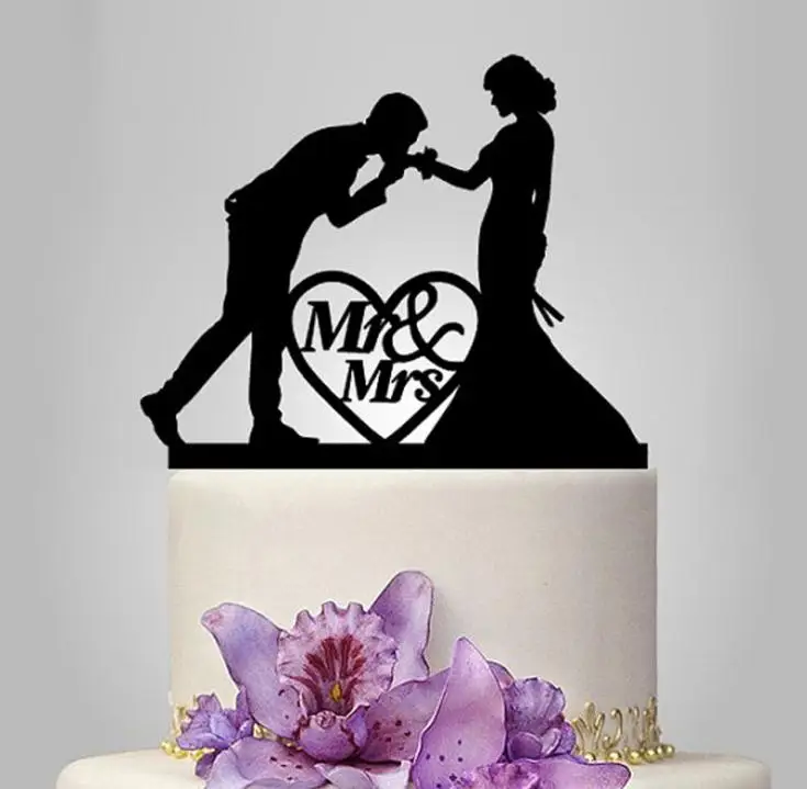 Mr Mrs Wedding Decoration c Acrylic Black Romantic Bride Groom Cake Accessories For Wedding Party Favors SN1231