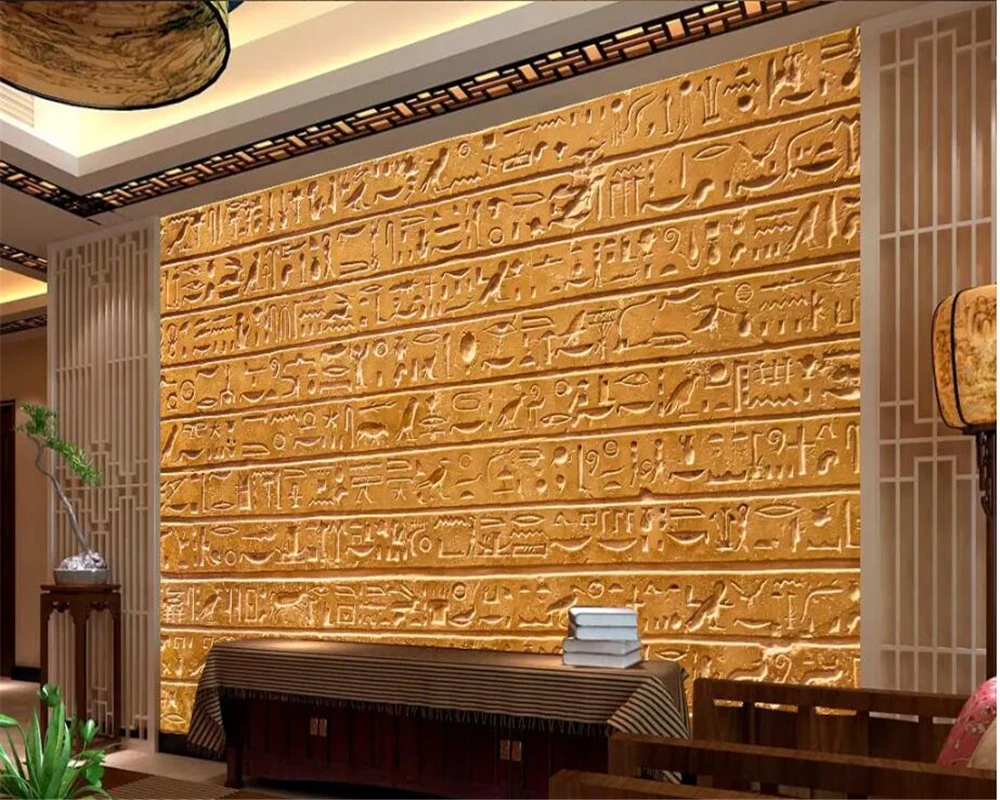 

beibehang Custom Wallpaper 3d Photo Murals Egyptian Relief Stone Striped Living Room Background Wall paper Mural papel de parede