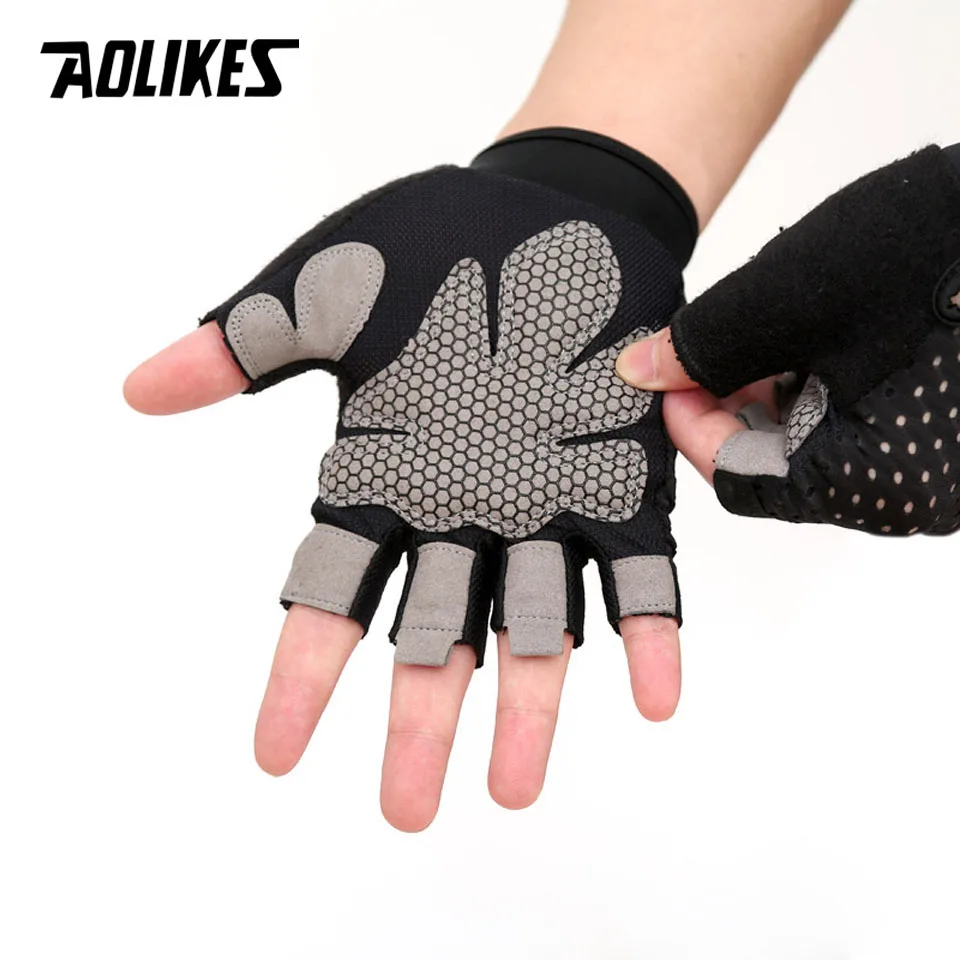 AOLIKES Professional Gym GlovesExercise Gloves Men Hands Protecting Breathable Sports Gloves Sport Fitness Weight-lifting Gloves