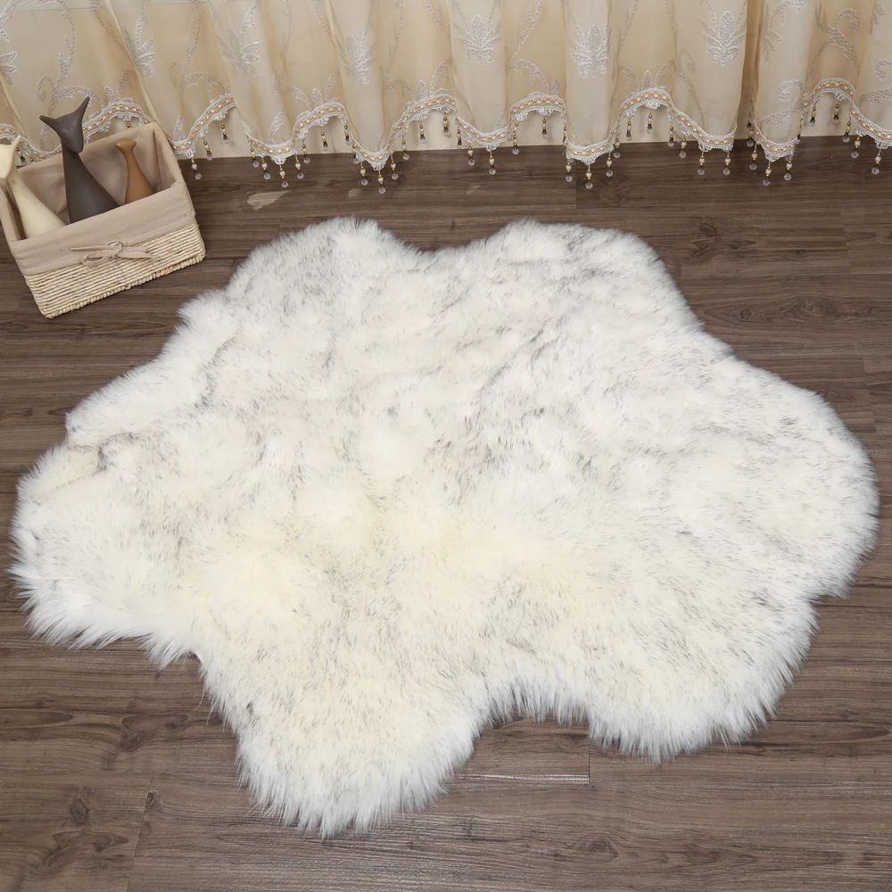 

MUZZI Artificial Sheepskin Hairy Carpet for Living Room Bedroom Rugs Skin Fur Plain Fluffy Area Rugs Washable Bedroom Faux Mat