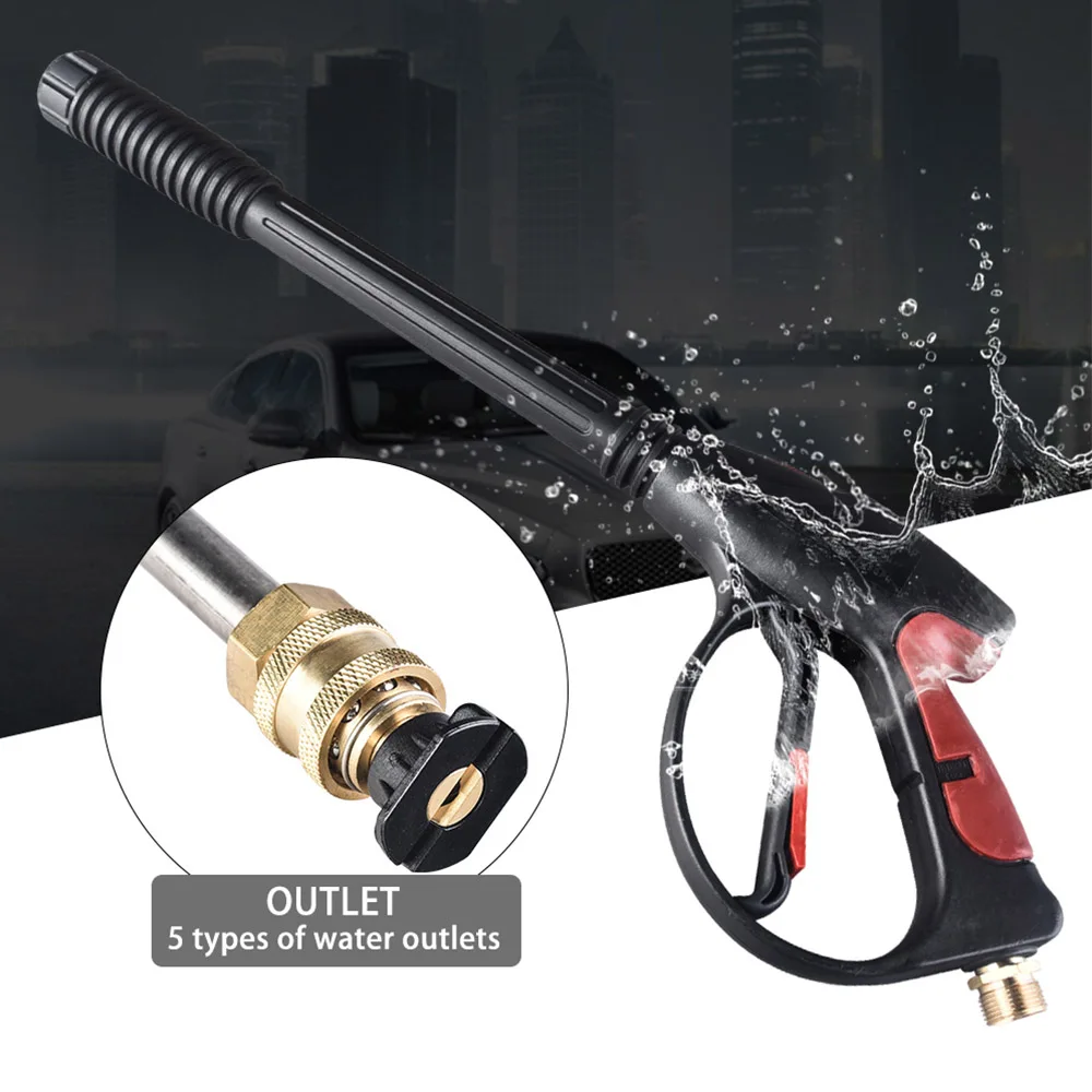 High Pressure Washer Gun 4000 PSI Spray Gun with 19\'\' Extension Wand 4 Quick Connect Nozzles 1 Soap Nozzle for Car Home Washer