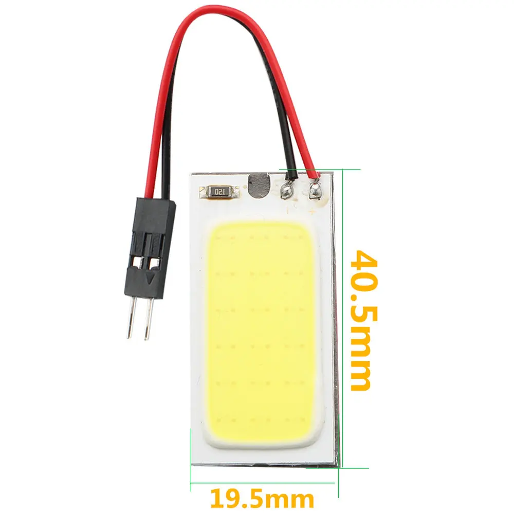 YM E-Bright 50PCSs/Lot High Power COB 18 Chips 18 LED 12V Festoon T10 Adapter White Panel Interior Room Light 20*40MM 180 Lumen