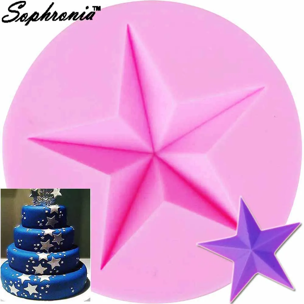 

10PCS/SET Five Stars Shape Silicone Mold for Sugar Jelly Christmas Fondant Silicone Cake Mold Cake Decorating Tools Candy m899