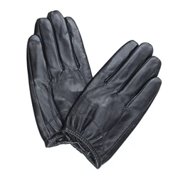 Men's leather gloves thin section sheepskin short  leather  gloves winter touch screen warm driving glove mittens for man