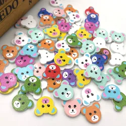 50 pezzi Mix 18x15mm bottoni in legno Baby Bear Head cucito Craft 2 fori WB291