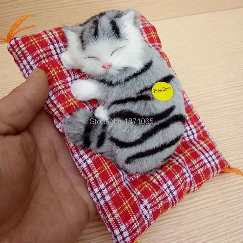 Simulation Animal Doll Stuffed Toys Sleeping Cat Toy With Sounding Kawaii Toys For Kids Birthday Gift Doll Decorations