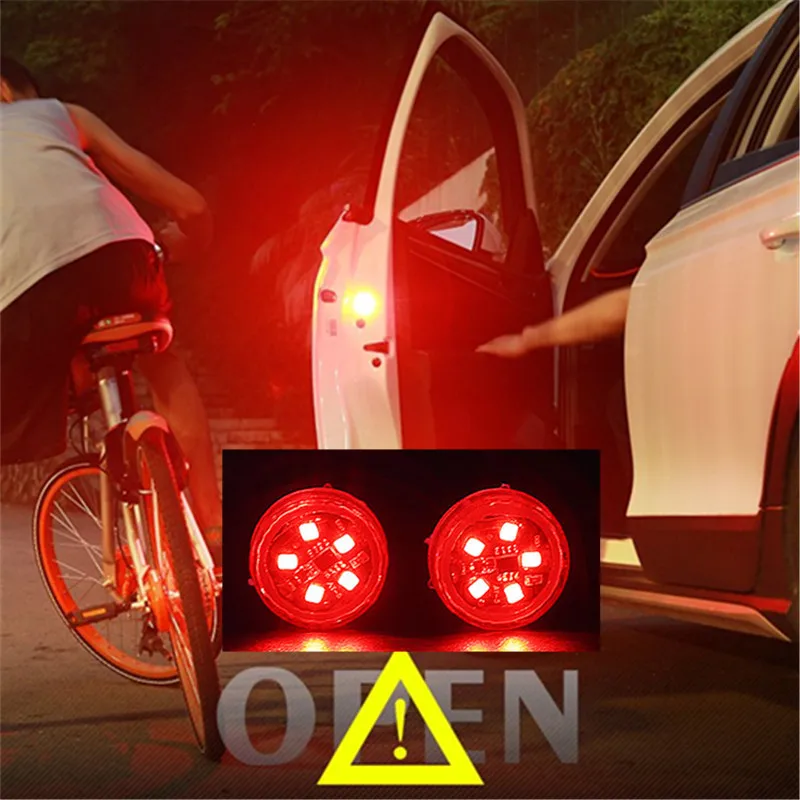 2pcs 5 LEDs Car Openning Door Warning Flash Lamp Safety Indication Wireless Anti-Collision signal light parking lamps