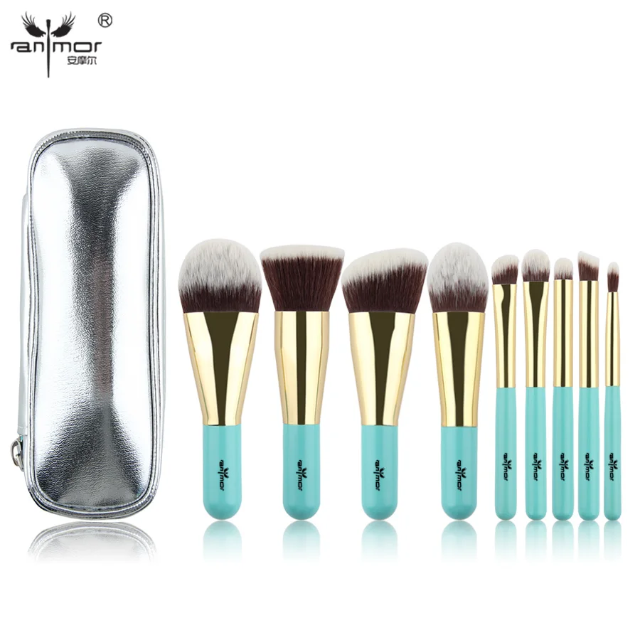 Anmor 9PCS Makeup Brushes Professional Make up Brush Set Portable Bag Foundation Eyeshadow Cosmetic Tools pinceaux maquillage