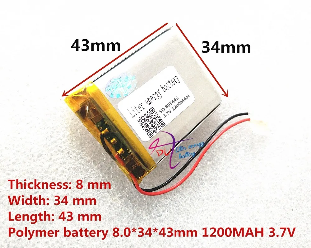 Liter energy battery MP3 battery 3.7V polymer lithium battery 803443 1200MAH GPS navigation mobile power battery game machine